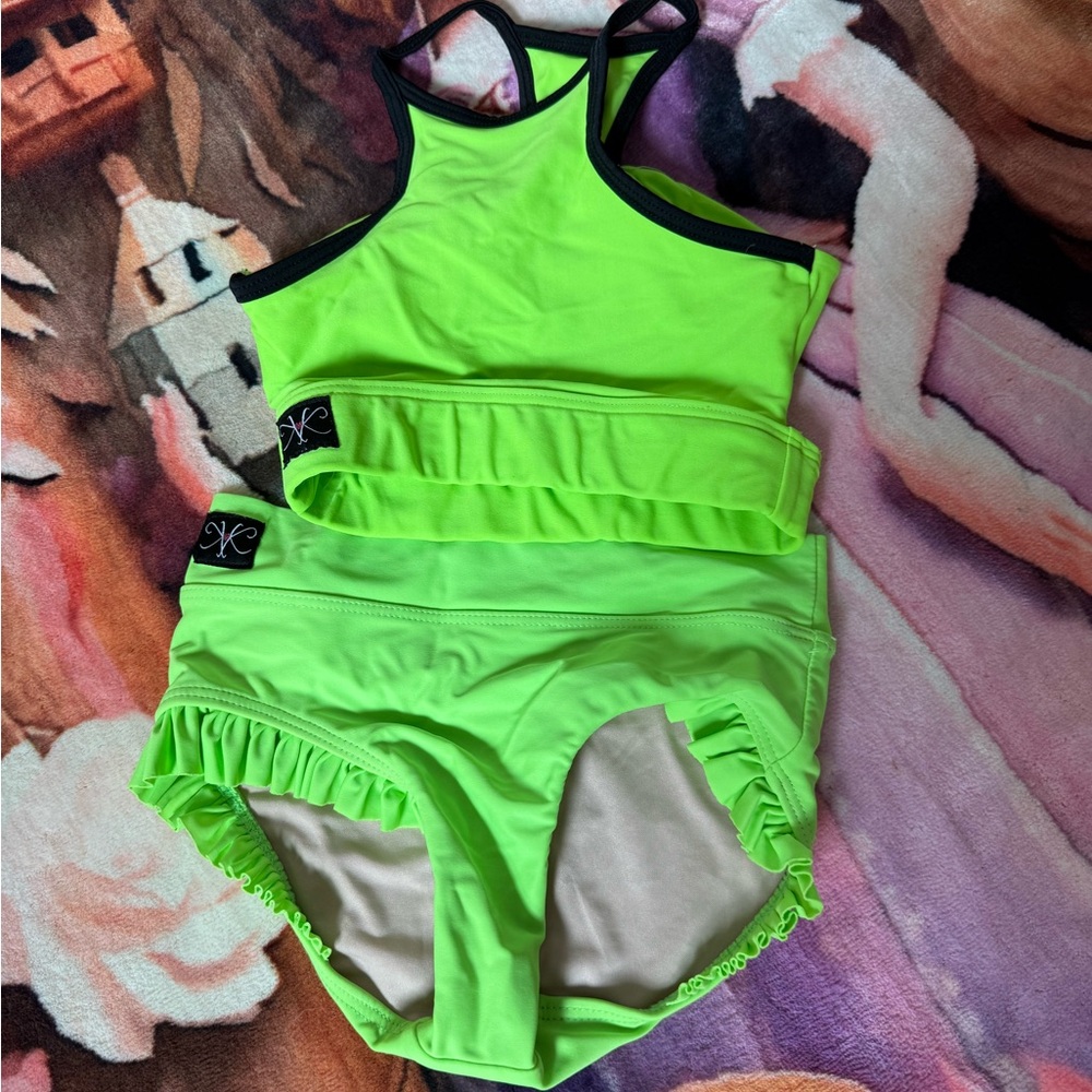 Neon Green Two-Piece dance wear